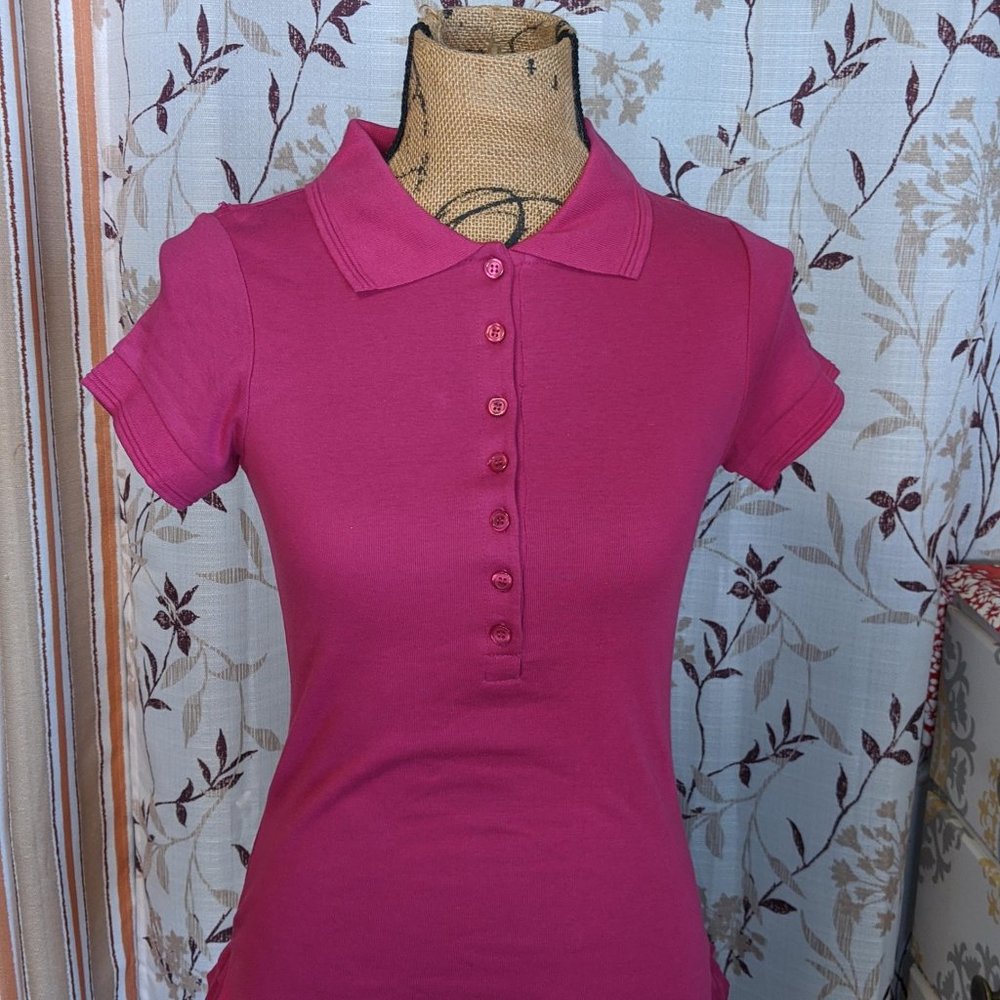 Fleurish, Magenta Polo Shirt. Size: S
